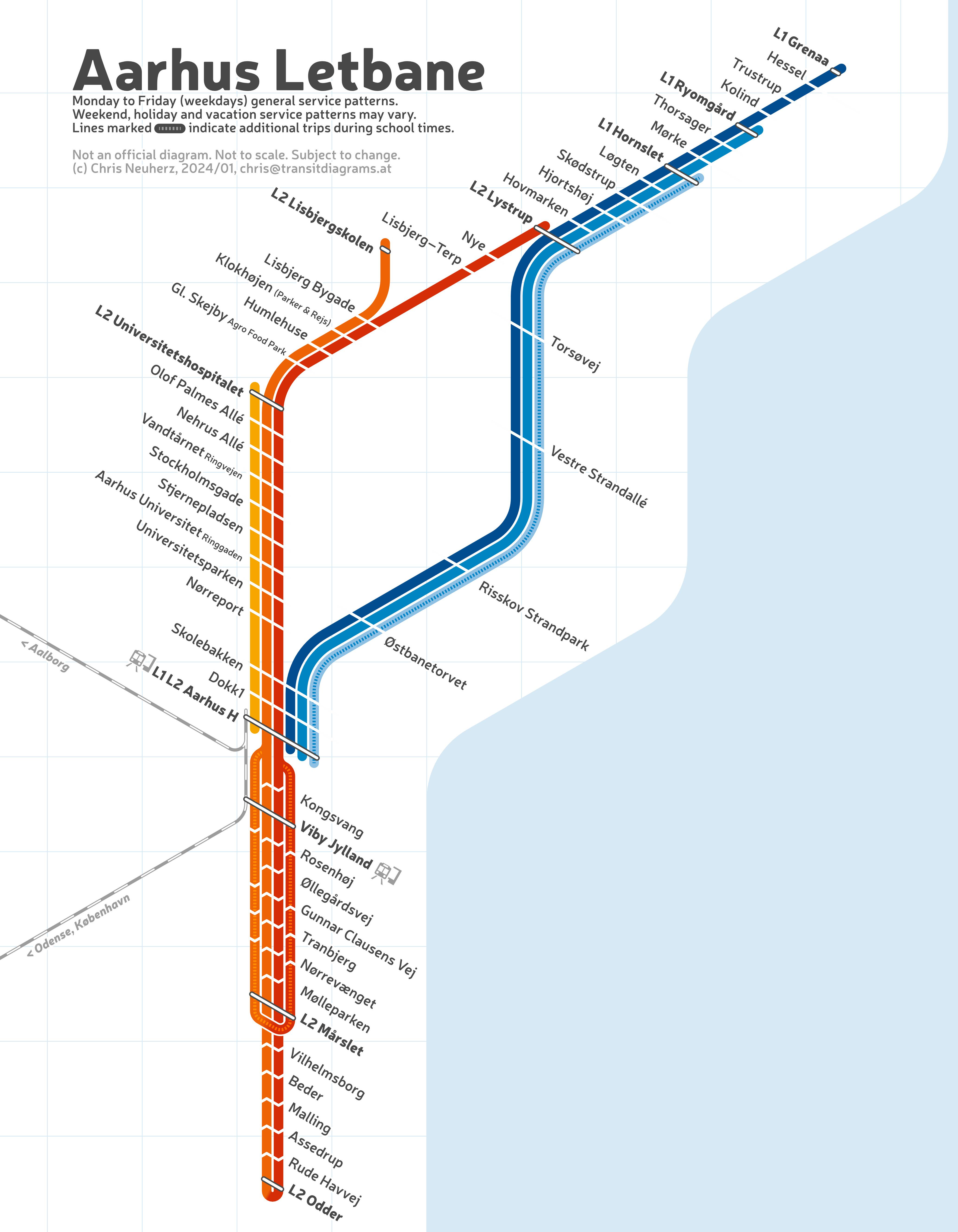 Aarhus Light Rail route map
